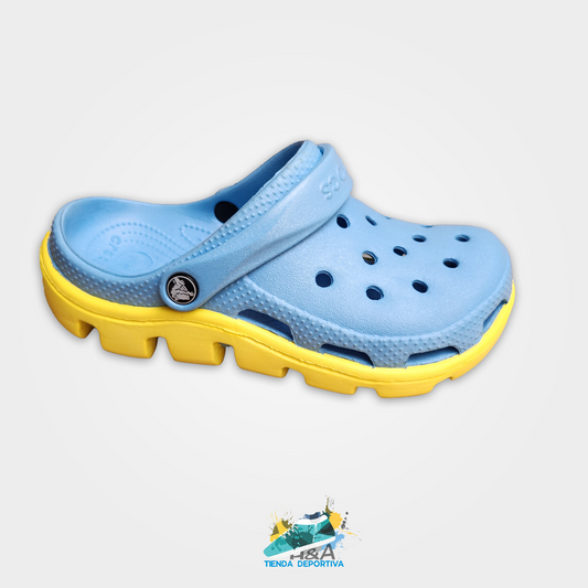 Crocs Tractor Azul Linea Amarilla