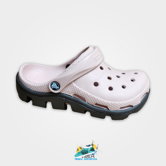 Crocs Tractor Rosado Linea Negra