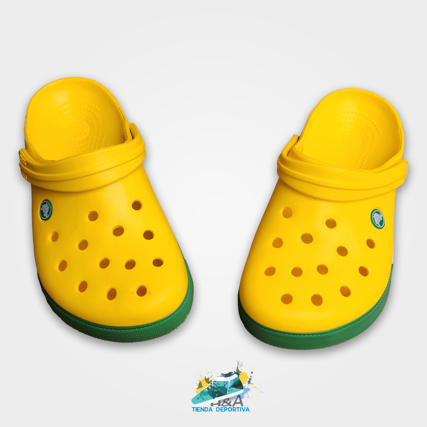 Crocs Clasicos Amarillo Suela Verde