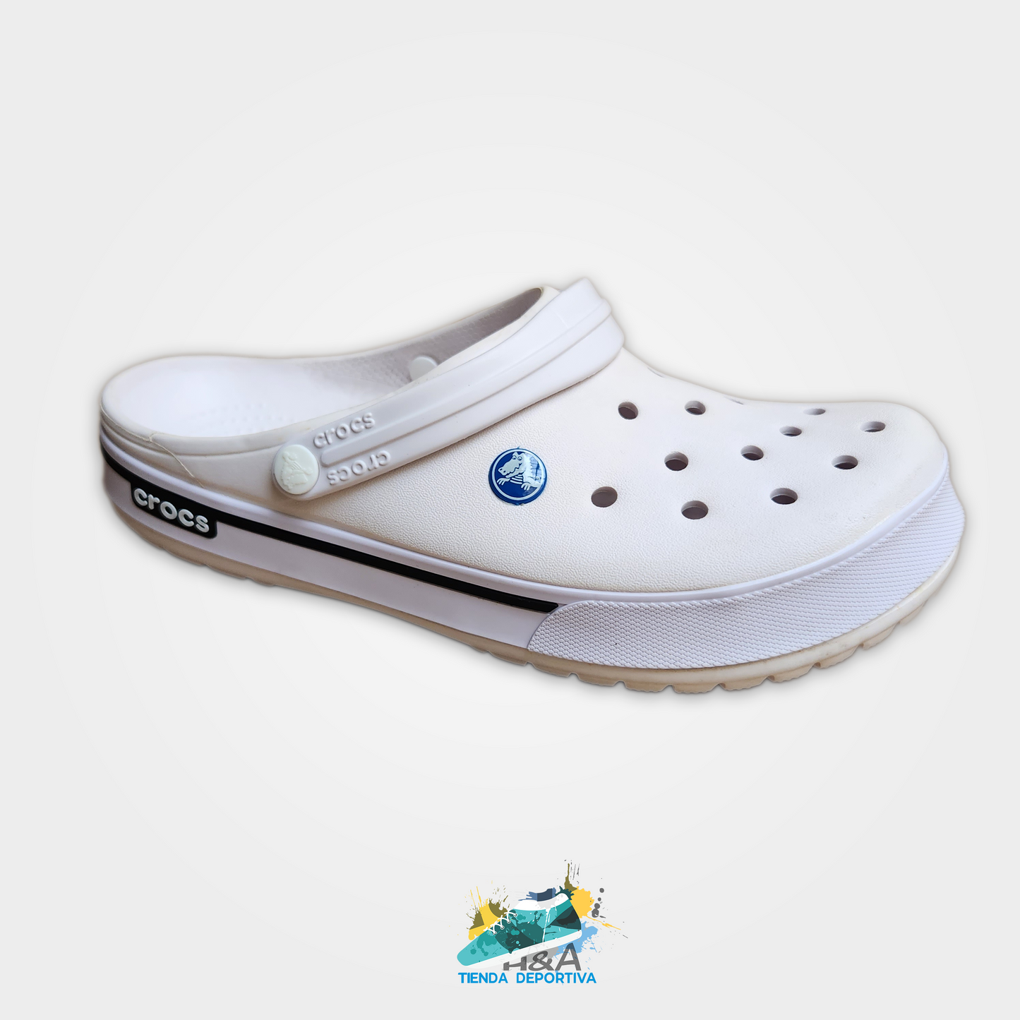 Crocs Clasicos Blancos Linea Negra