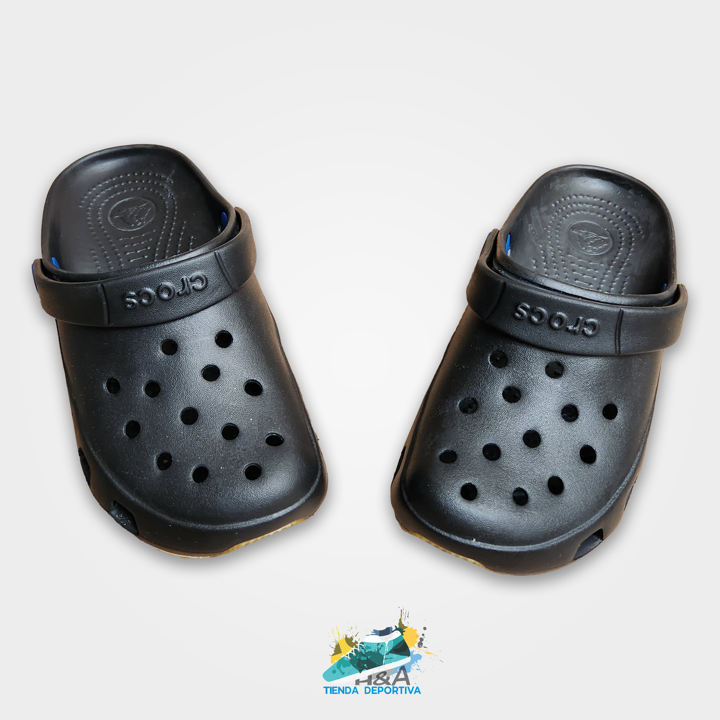 Crocs Retro Negro Linea Azul