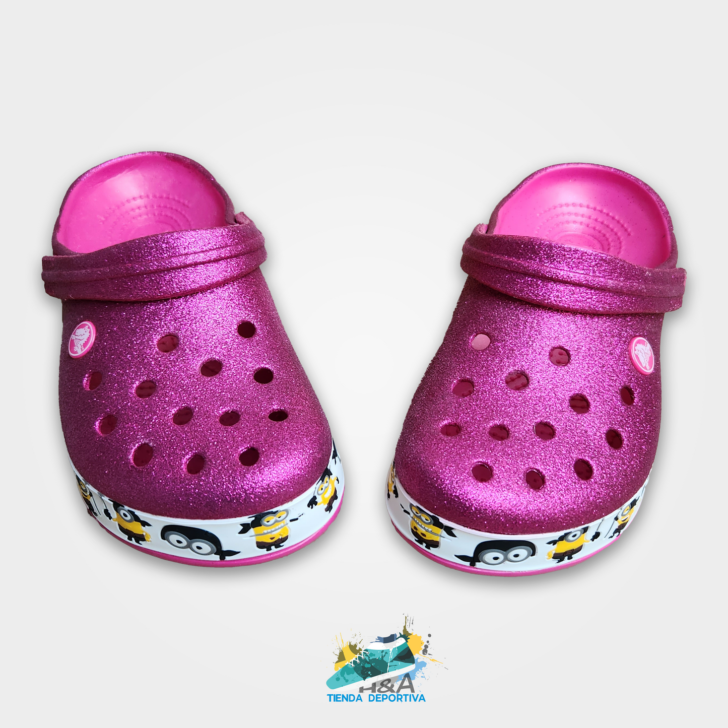 Crocs Clasicos Mirellados Rosado Suela Minions