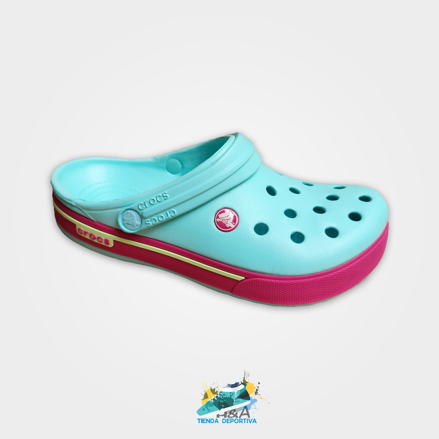 Crocs Clasicos Azul Suela Rosada