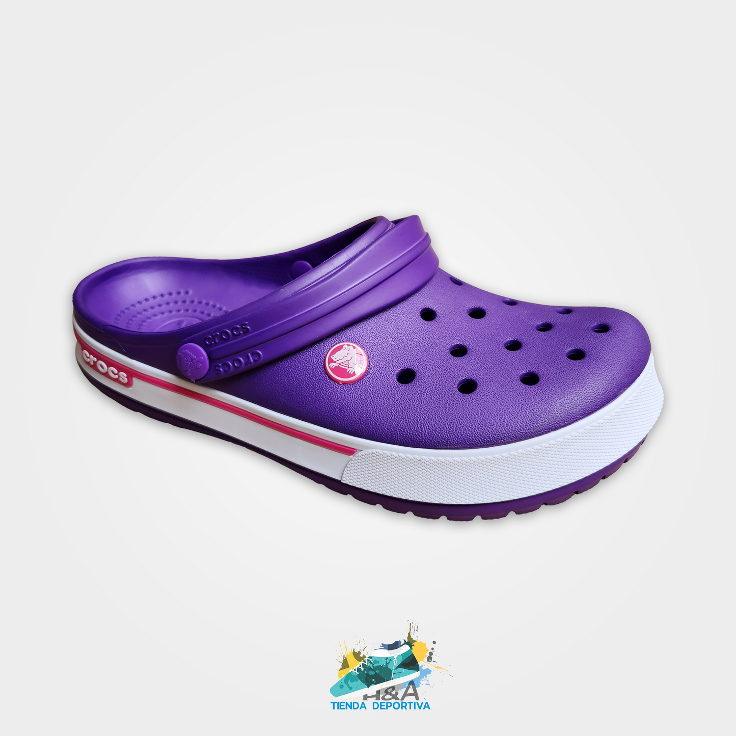 Crocs Clasicos Morado Linea Rosada