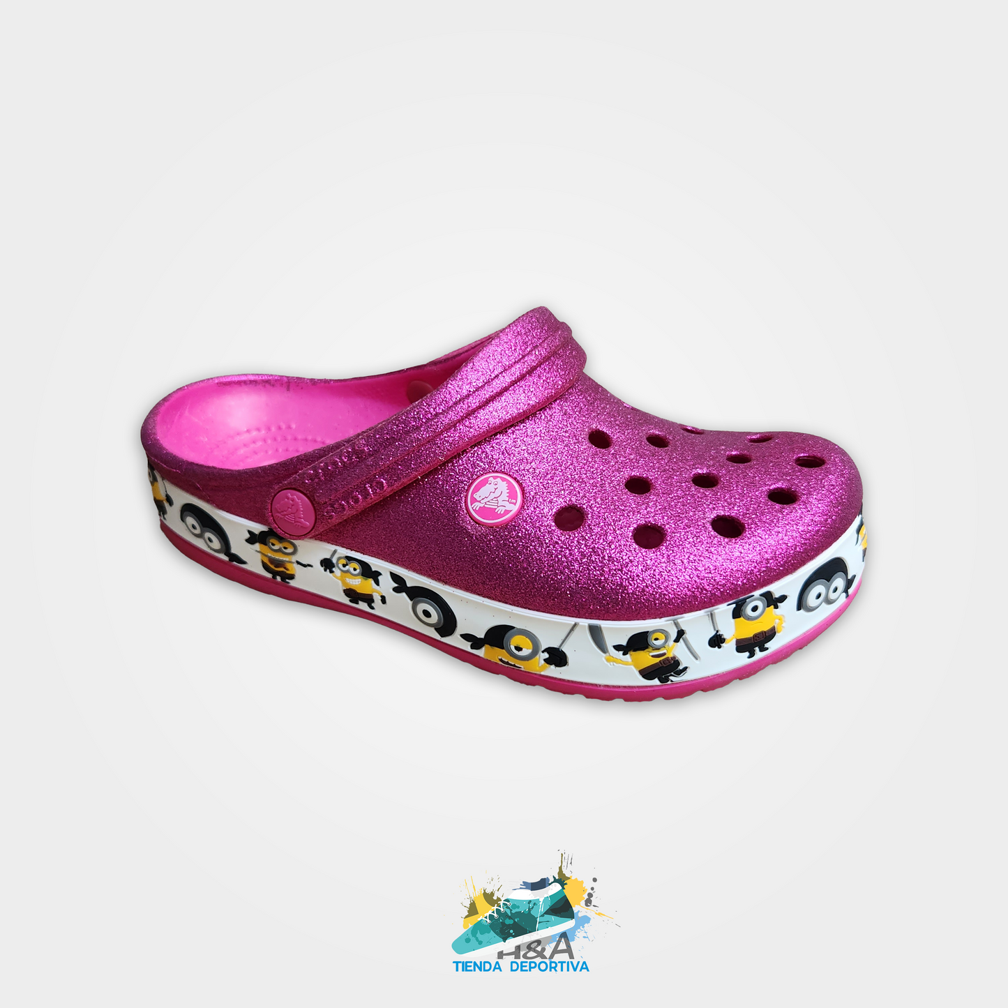 Crocs Clasicos Mirellados Rosado Suela Minions