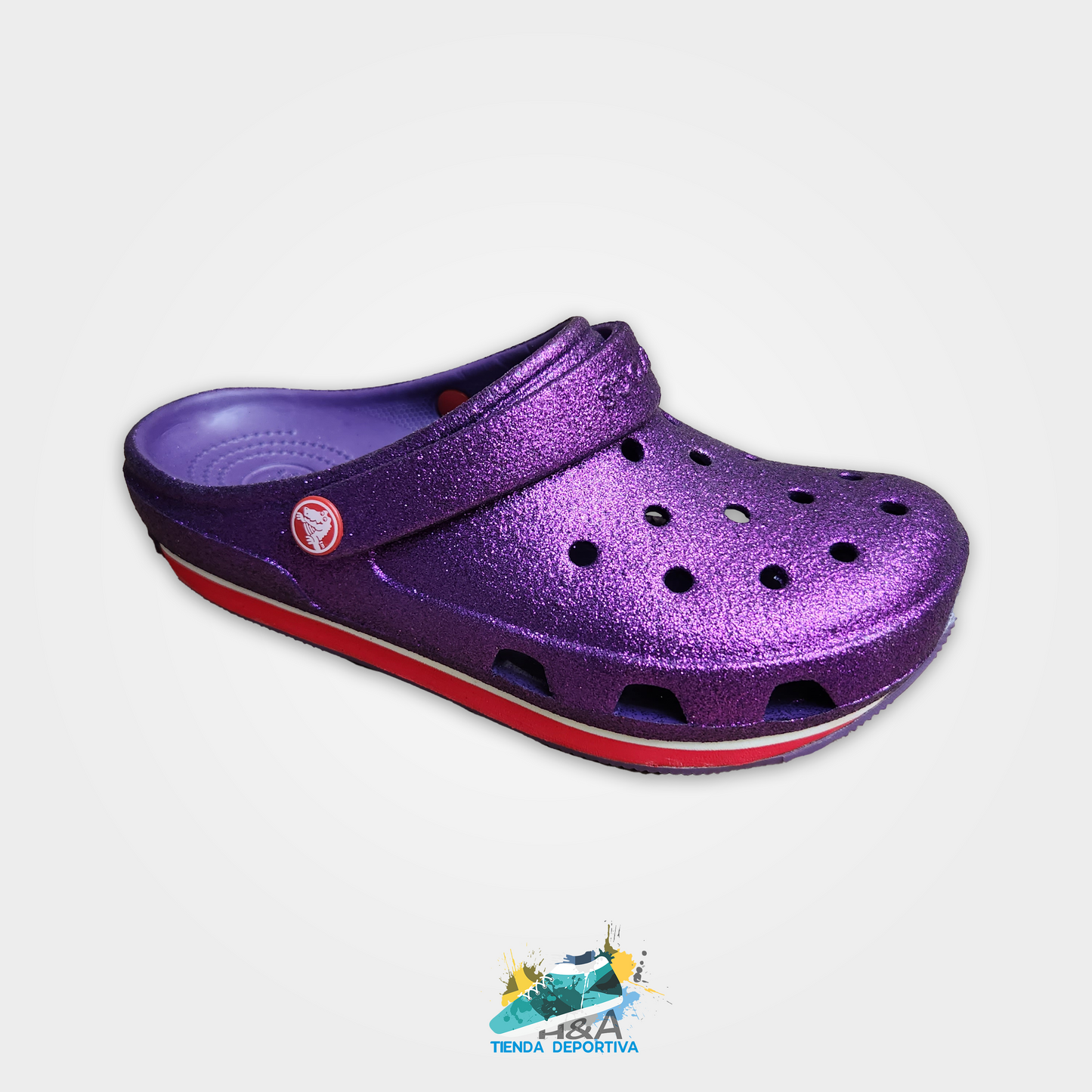 Crocs Tractor Mirellado Morado Suela Roja