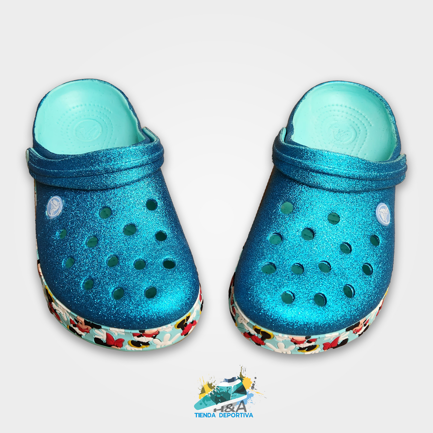 Crocs Clasicos Mirellado Azul Suela Micky Mouse