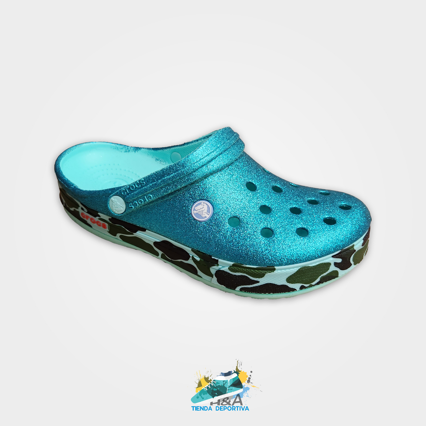 Crocs Clasicos Mirellado Azul Animal Print