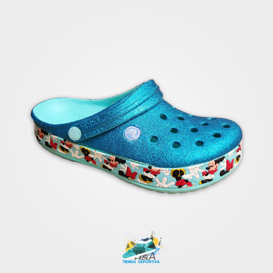 Crocs Clasicos Mirellado Azul Suela Micky Mouse