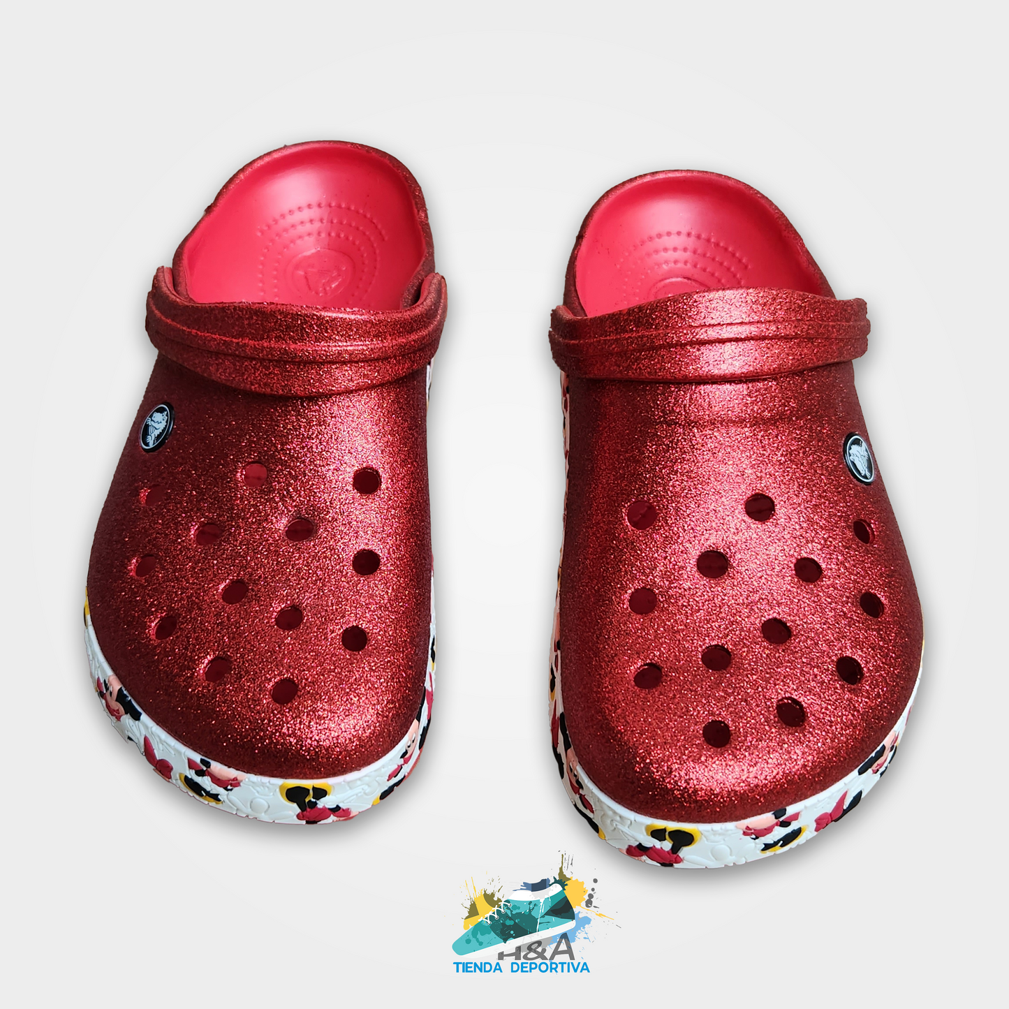 Crocs Clasicas Mirellado Rojo Suela Mickey Mouse