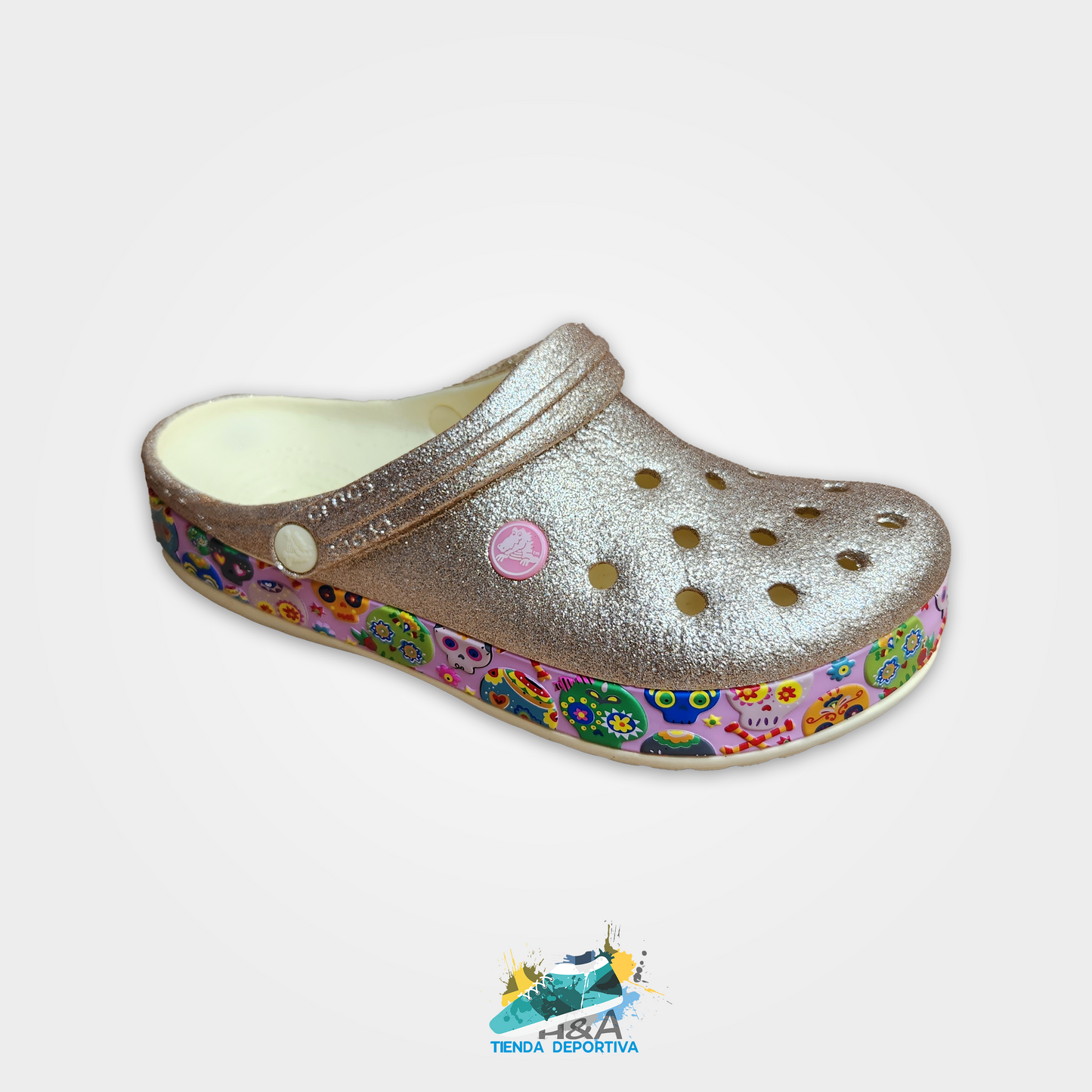 Crocs Clasicos Plateados Suela Catrina