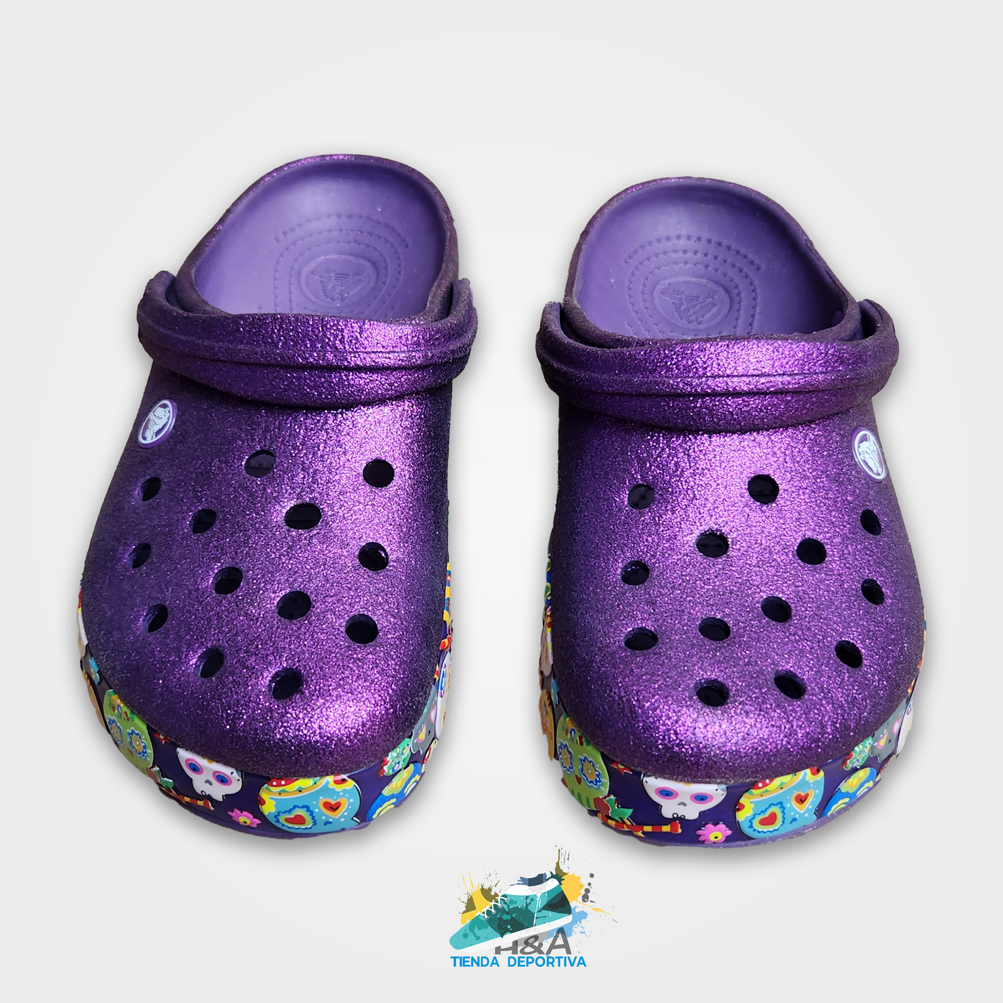 Crocs Clasicos Mirellado Morado Suela Catrina