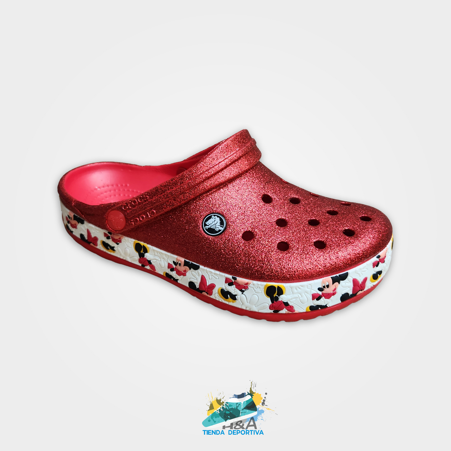 Crocs Clasicas Mirellado Rojo Suela Mickey Mouse