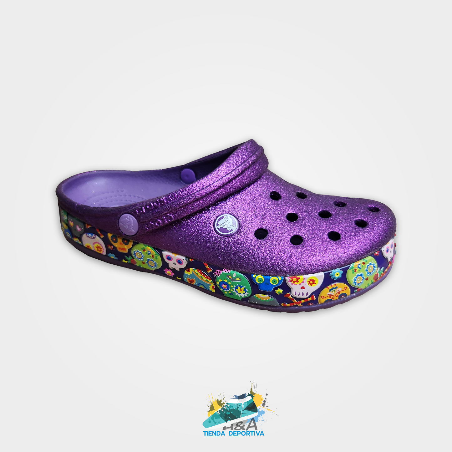 Crocs Clasicos Mirellado Morado Suela Catrina