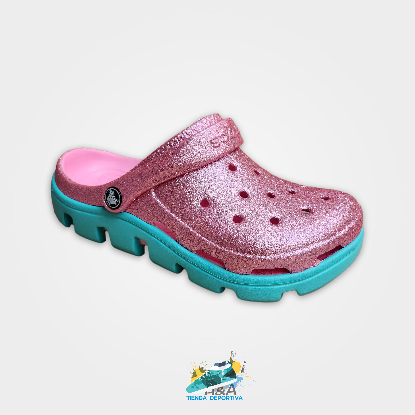 Crocs Tractor Mirellado Rosada Suela azul