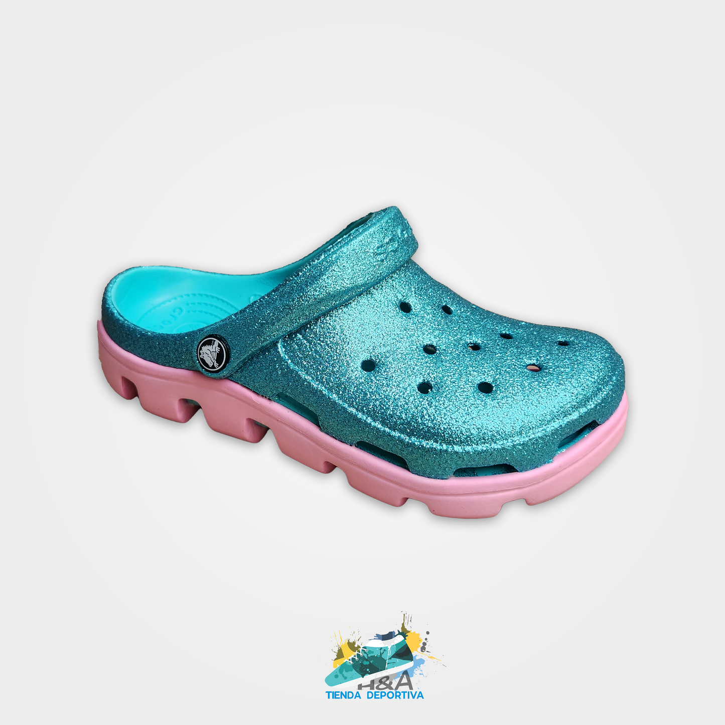 Crocs Tractor Mirellado Azul Suela Rosada