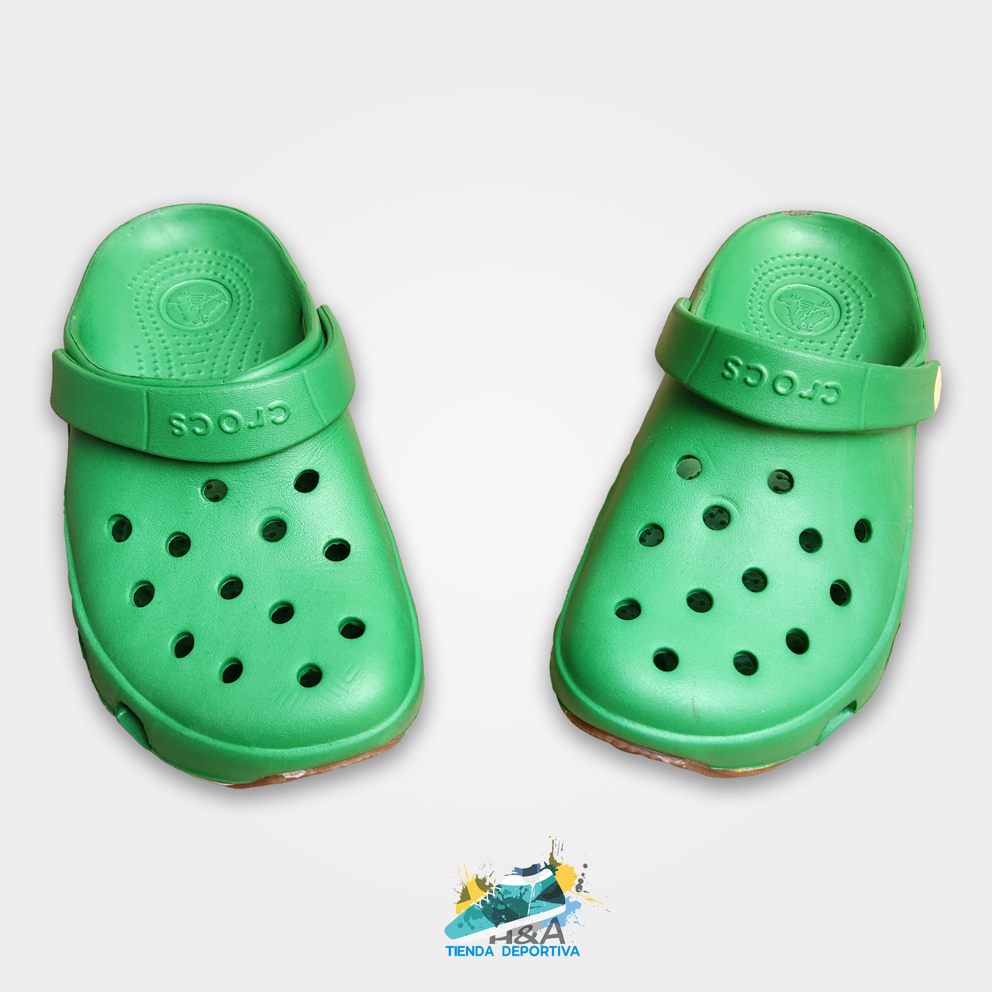 Crocs Retro Verde Linea Amarilla