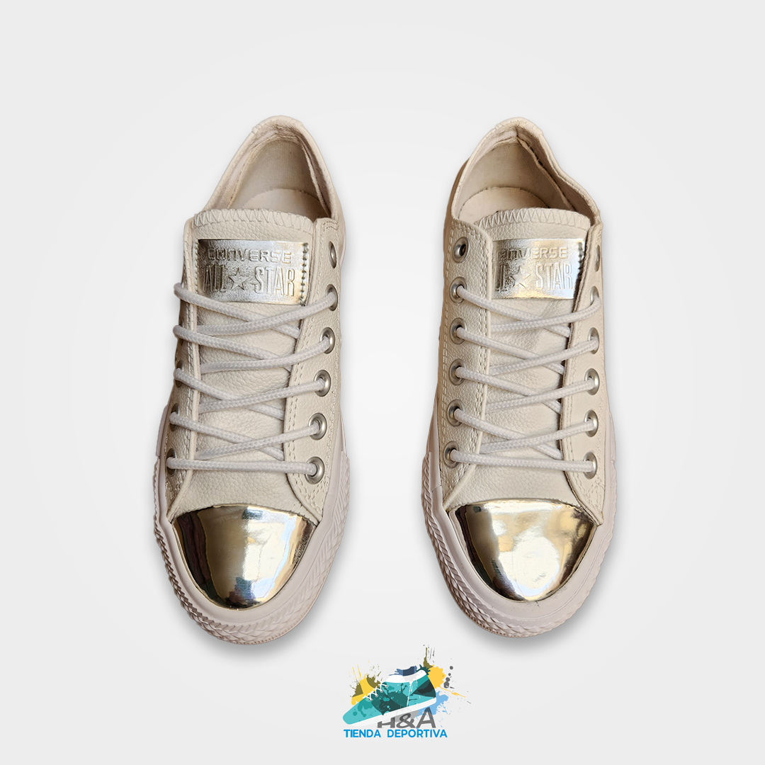 Converse Chuck Taylor Cuero Blanco & Plateado