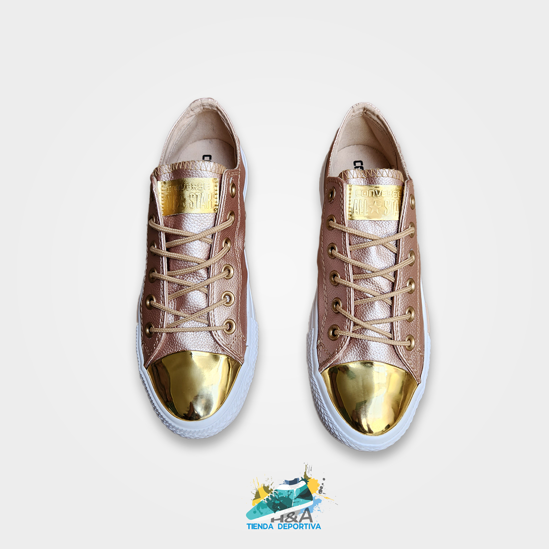 Converse Chuck Taylor Cuero Rosado Dorado Tienda H A