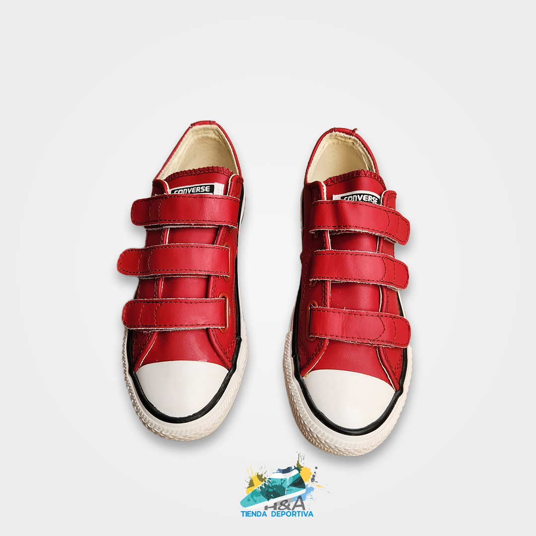 Converse Chuck Taylor Velcro Cuero Rojo