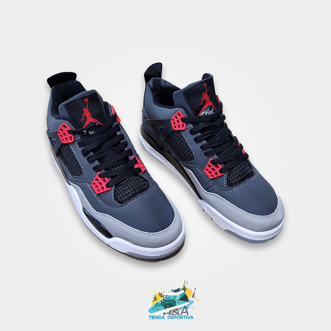 Air jordan retro 4 Gris & Rojo