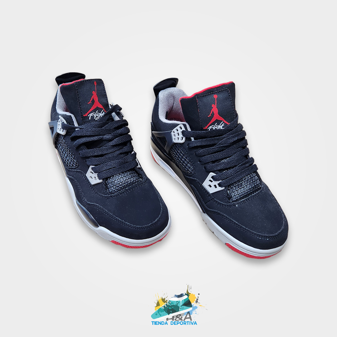 Air jordan retro 4 Negro & Rojo